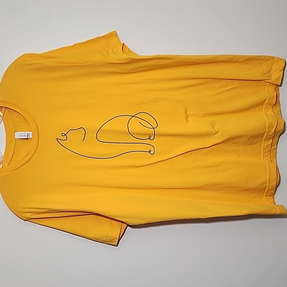 Bella Canvas Tops - Bella Canvas Yellow Mustard Cat Outline Graphic T-Shirt Womans Size XL